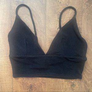 Plunging black crop top